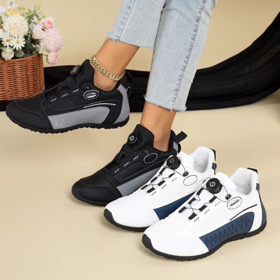 Round Toe Lace Up Sneakers Apparel and Accessories