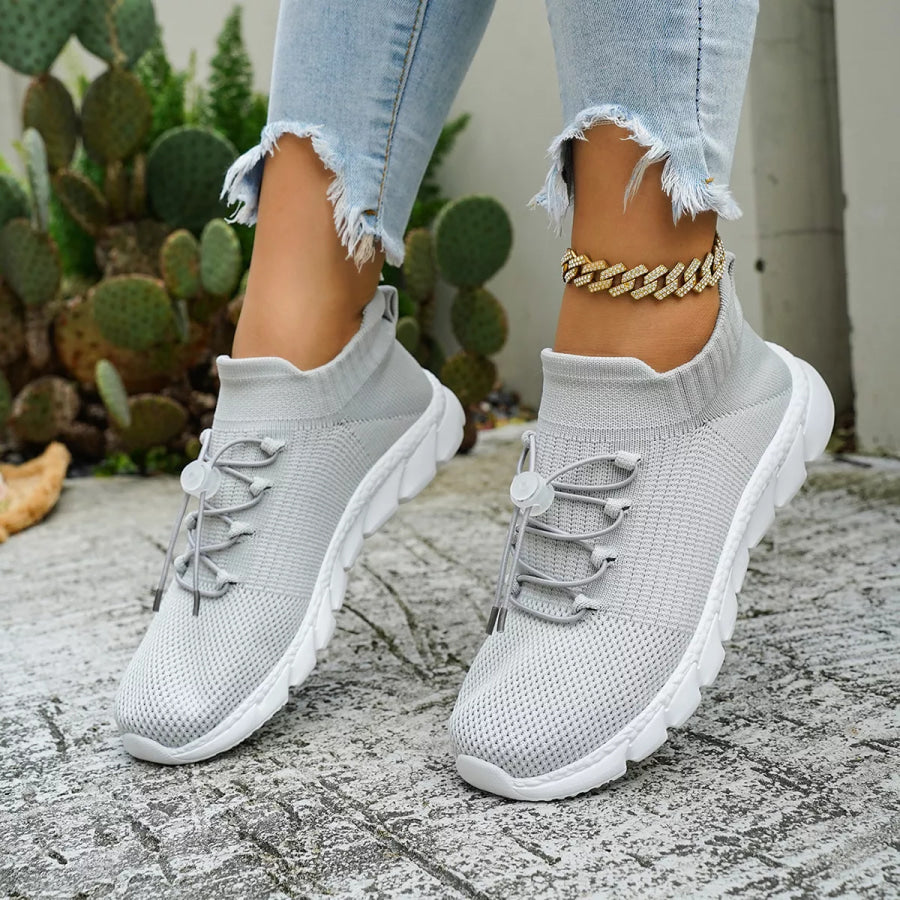 Round Toe Lace Up Sneakers Apparel and Accessories