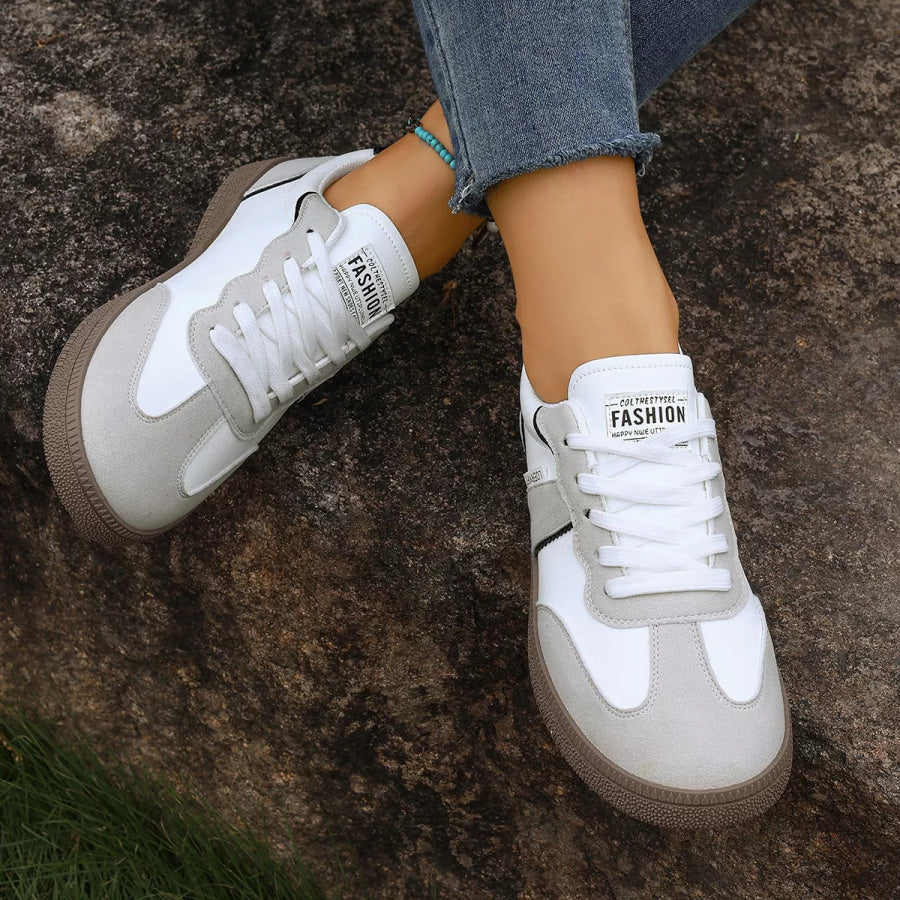 Round Toe Lace Up Sneakers Apparel and Accessories