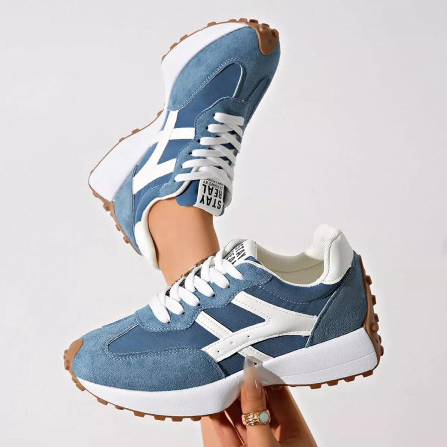 Round Toe Lace Up Sneakers Apparel and Accessories