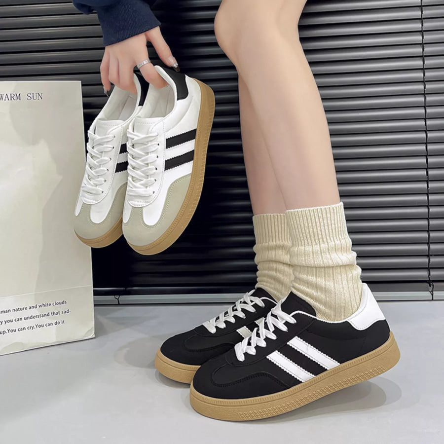 Round Toe Lace Up Sneakers Apparel and Accessories
