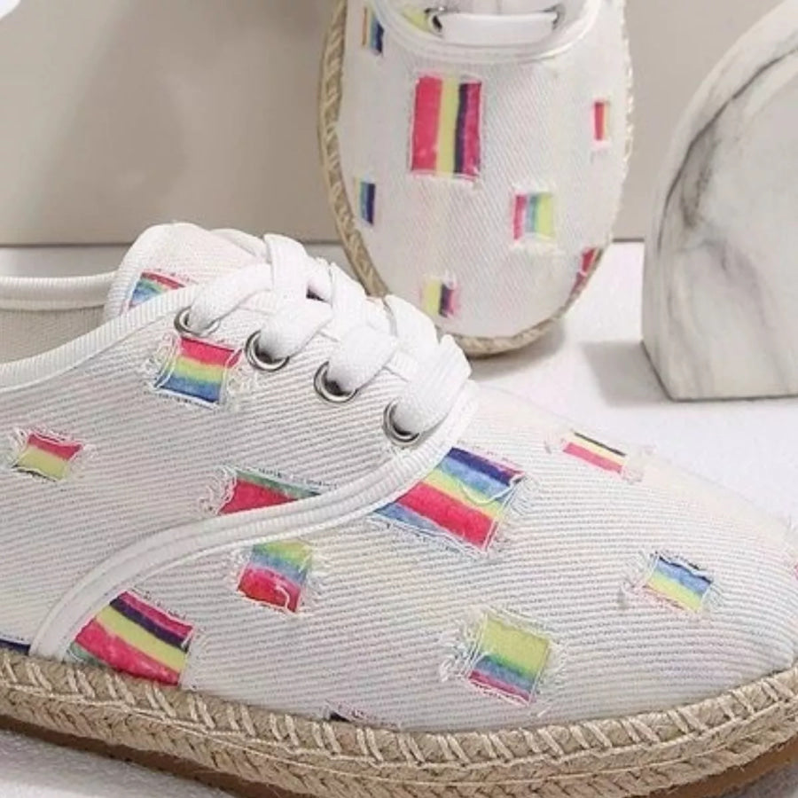 Round Toe Lace Up Sneakers Apparel and Accessories