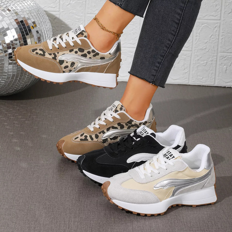 Round Toe Lace Up Sneakers Apparel and Accessories