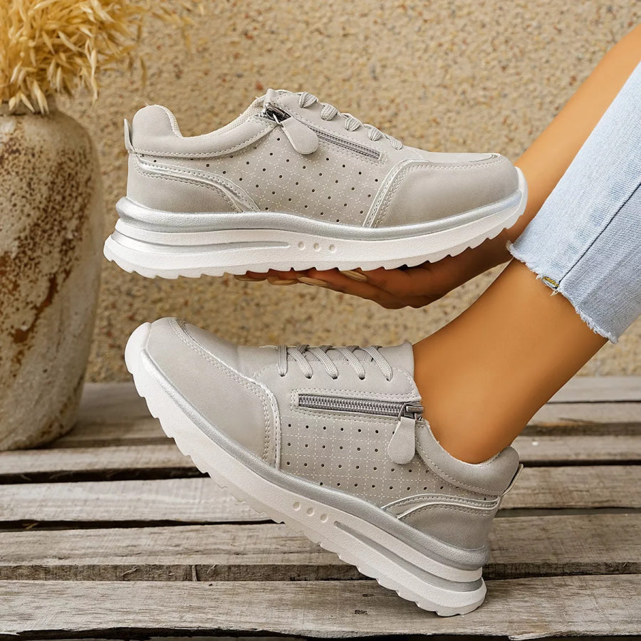 Round Toe Lace Up Sneakers Apparel and Accessories