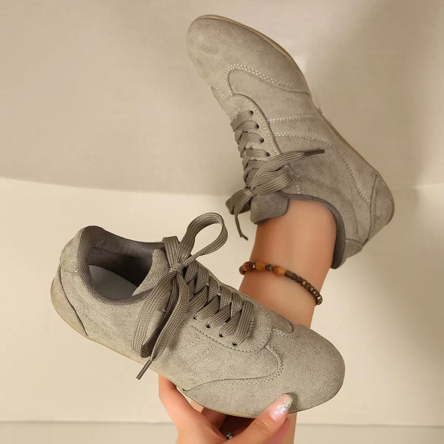 Round Toe Lace Up Sneakers Apparel and Accessories