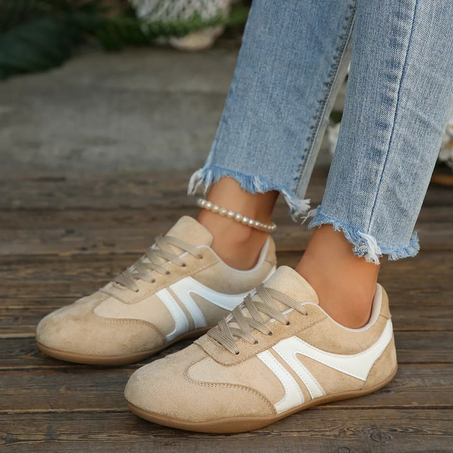 Round Toe Lace Up Sneakers Apparel and Accessories