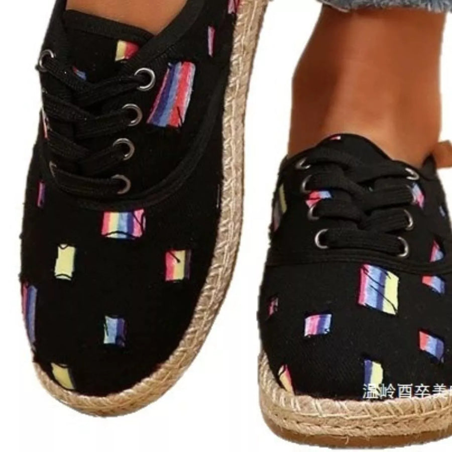 Round Toe Lace Up Sneakers Apparel and Accessories