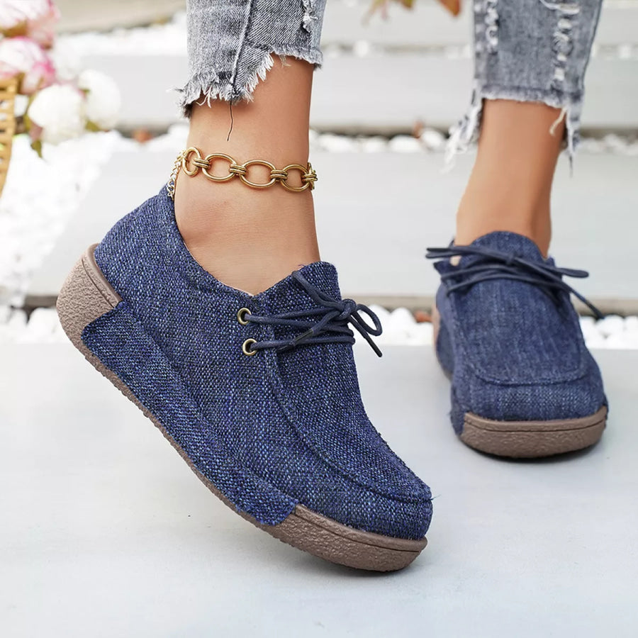 Round Toe Lace-Up Sneakers Apparel and Accessories