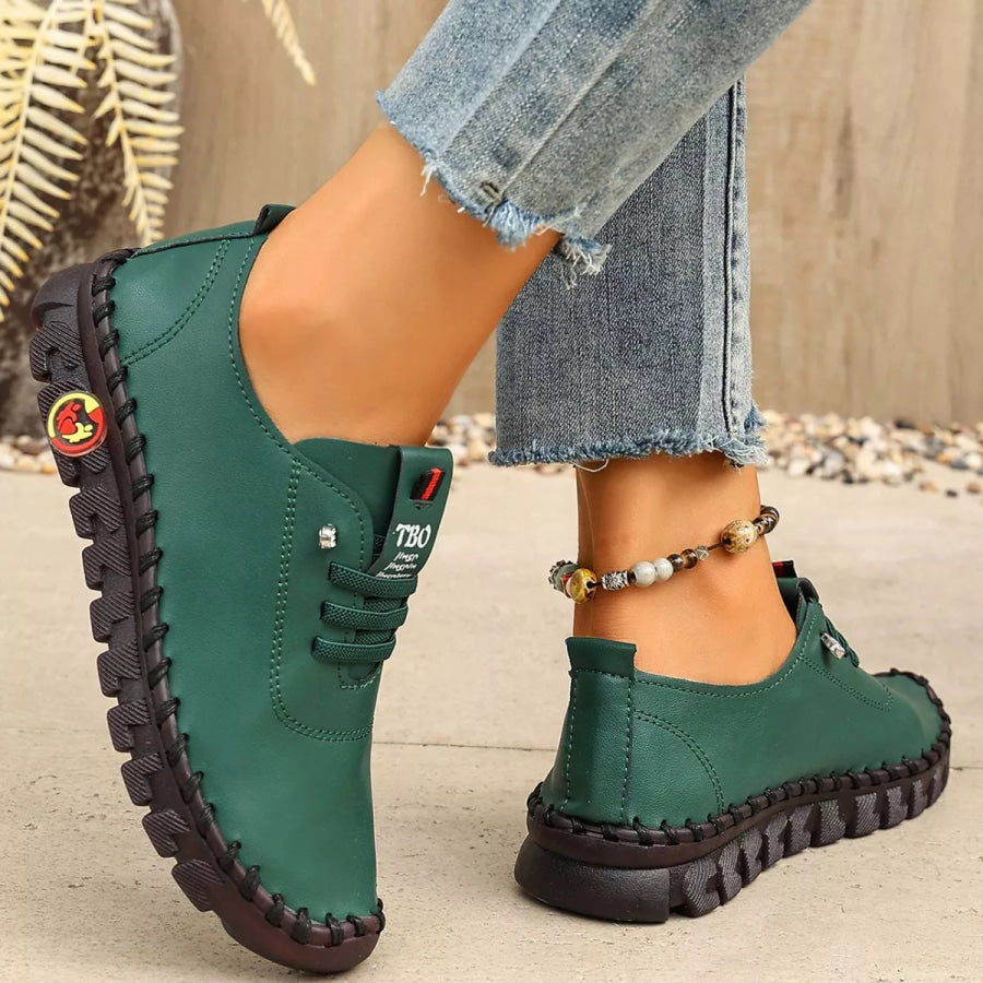 Round Toe Lace Up Sneakers Apparel and Accessories