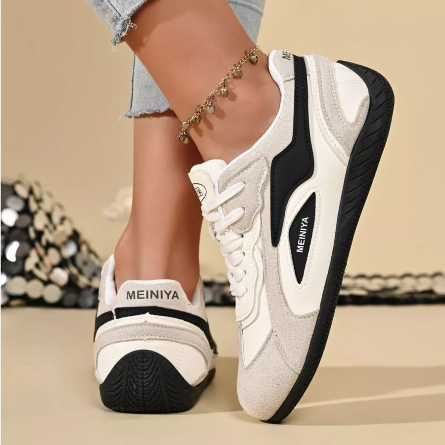 Round Toe Lace Up Sneakers Apparel and Accessories