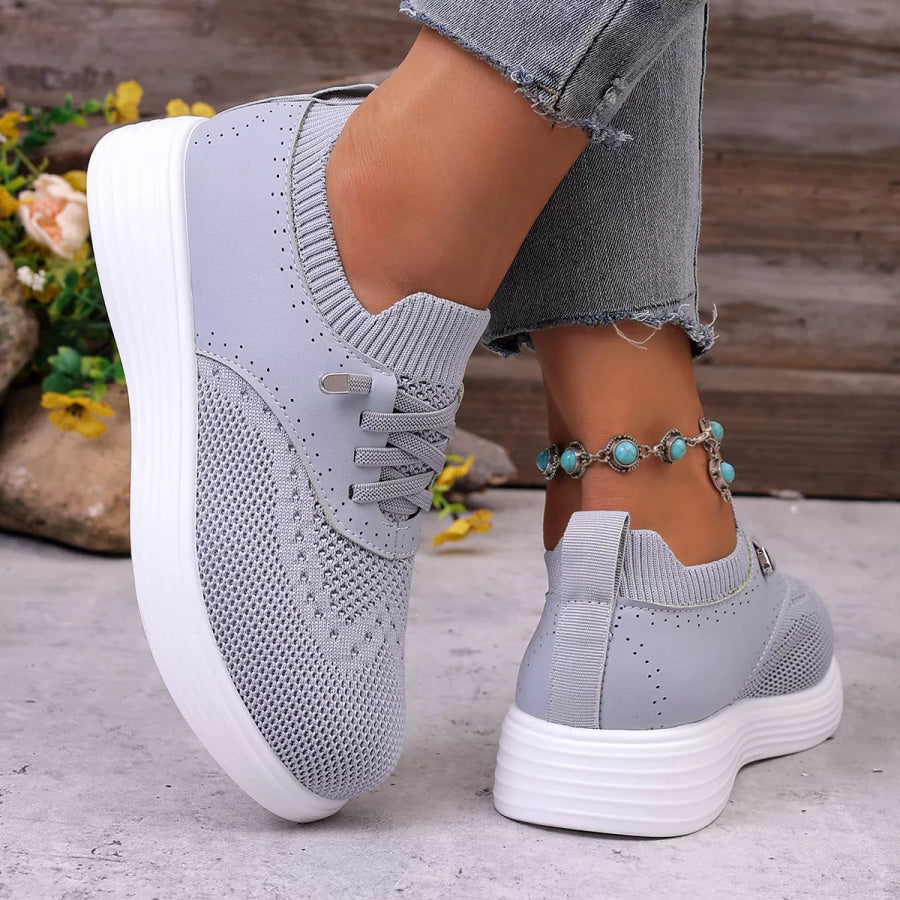 Round Toe Lace Up Sneakers Apparel and Accessories