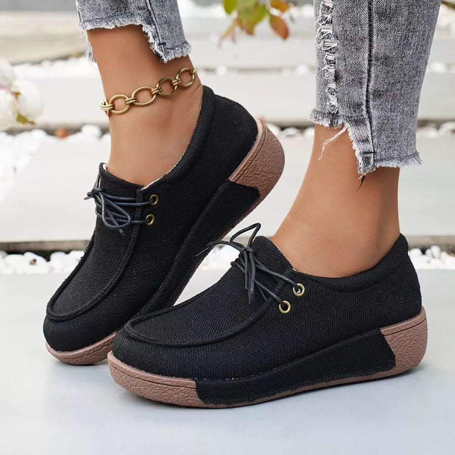 Round Toe Lace-Up Sneakers Apparel and Accessories