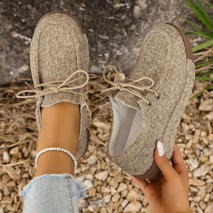 Round Toe Lace-Up Sneakers Apparel and Accessories