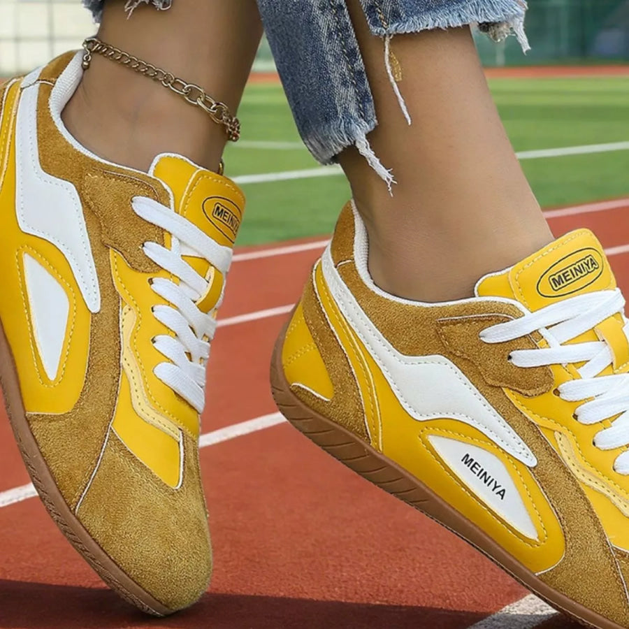 Round Toe Lace Up Sneakers Apparel and Accessories