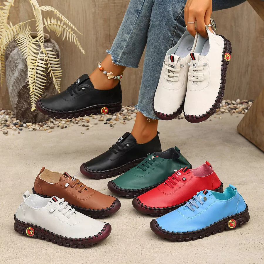 Round Toe Lace Up Sneakers Apparel and Accessories