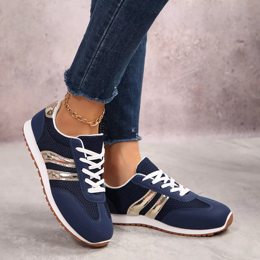Round Toe Lace Up Sneakers Apparel and Accessories