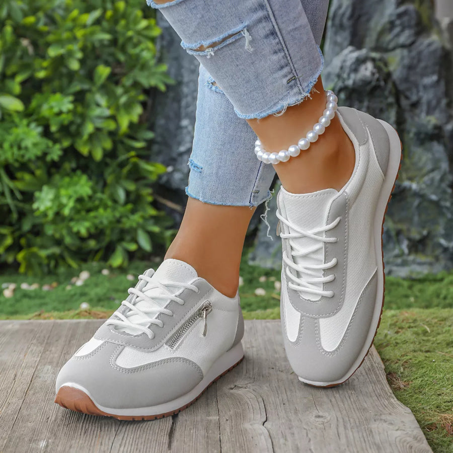 Round Toe Lace Up Sneakers Apparel and Accessories