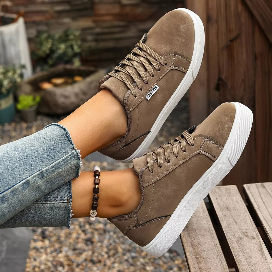 Round Toe Lace Up Sneakers Apparel and Accessories