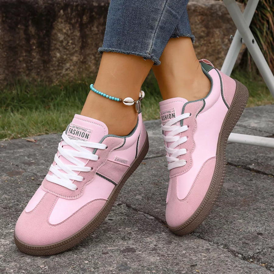Round Toe Lace Up Sneakers Apparel and Accessories