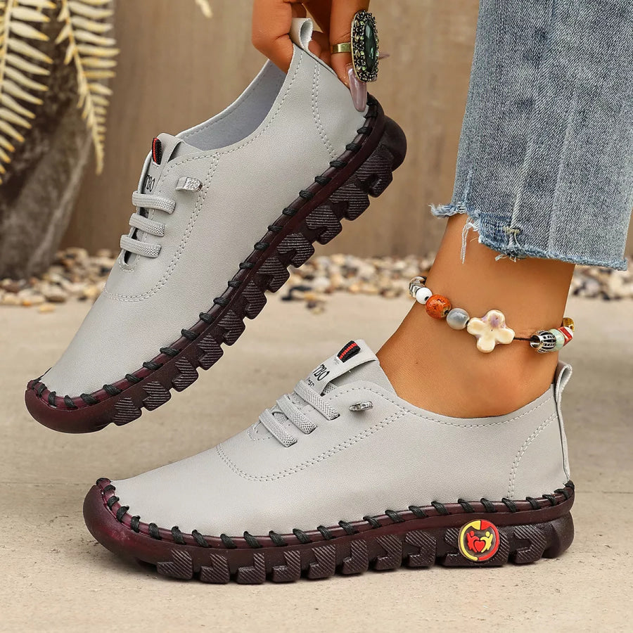 Round Toe Lace Up Sneakers Apparel and Accessories
