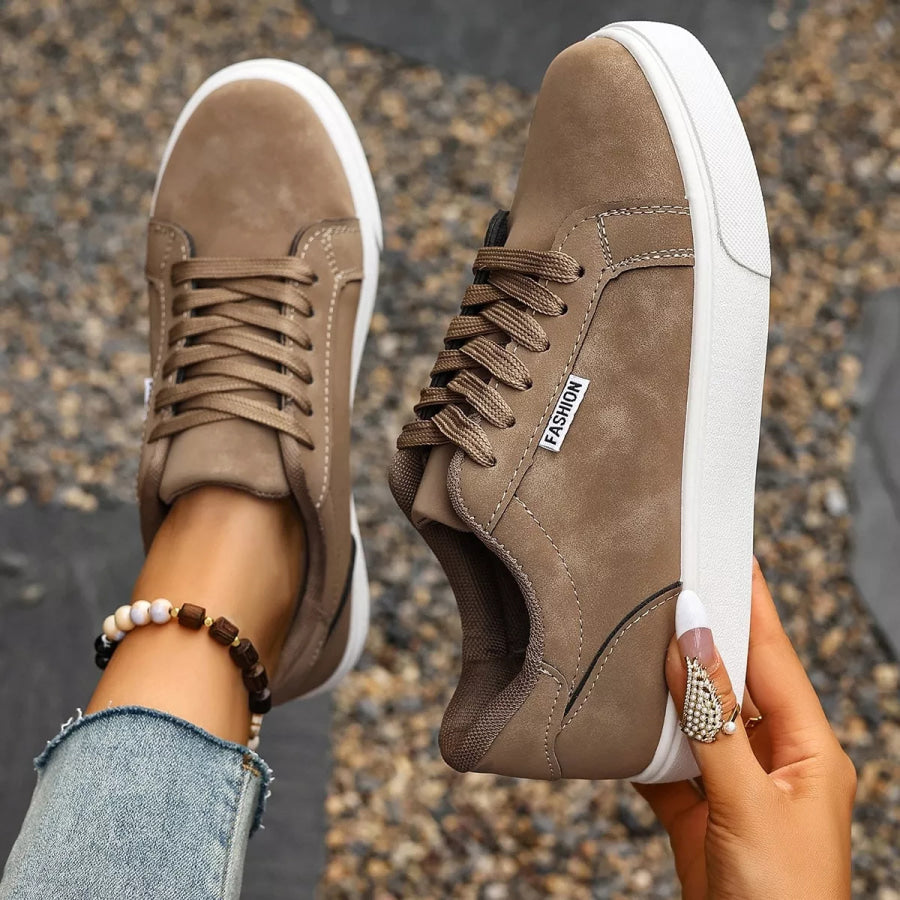 Round Toe Lace Up Sneakers Apparel and Accessories