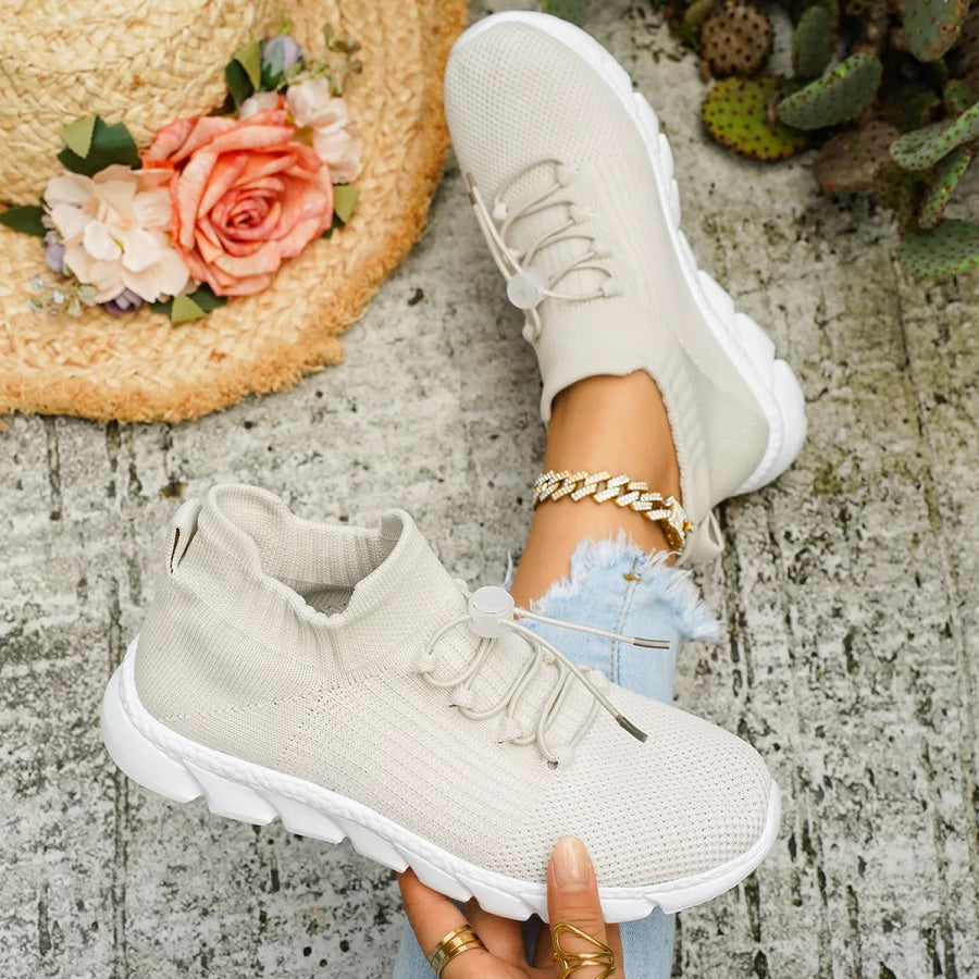 Round Toe Lace Up Sneakers Apparel and Accessories