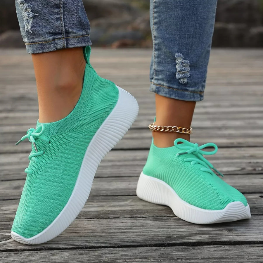 Round Toe Lace Up Sneakers Apparel and Accessories