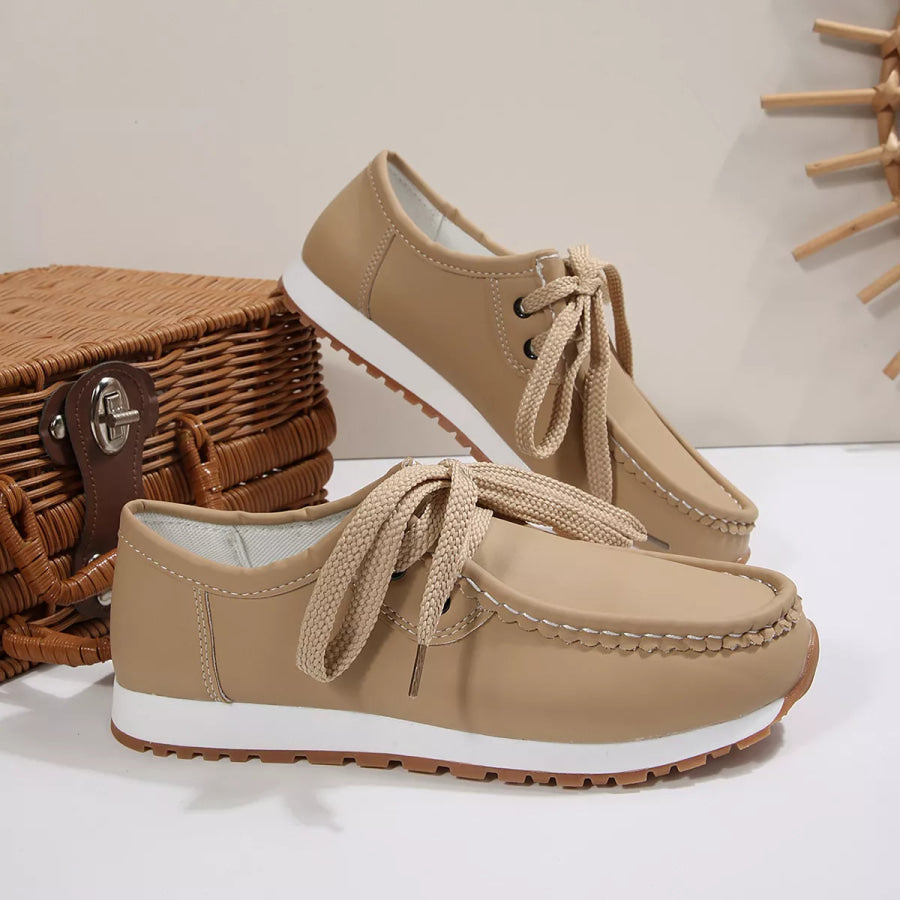 Round Toe Lace Up Sneakers Apparel and Accessories