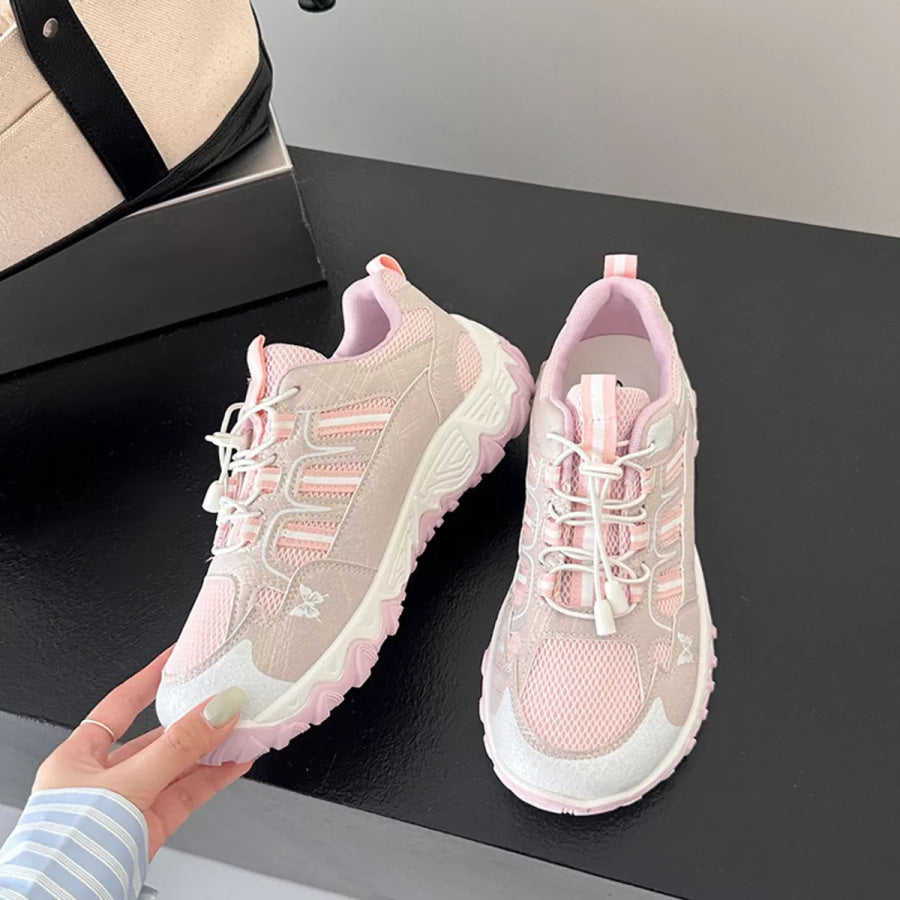 Round Toe Lace Up Sneakers Apparel and Accessories