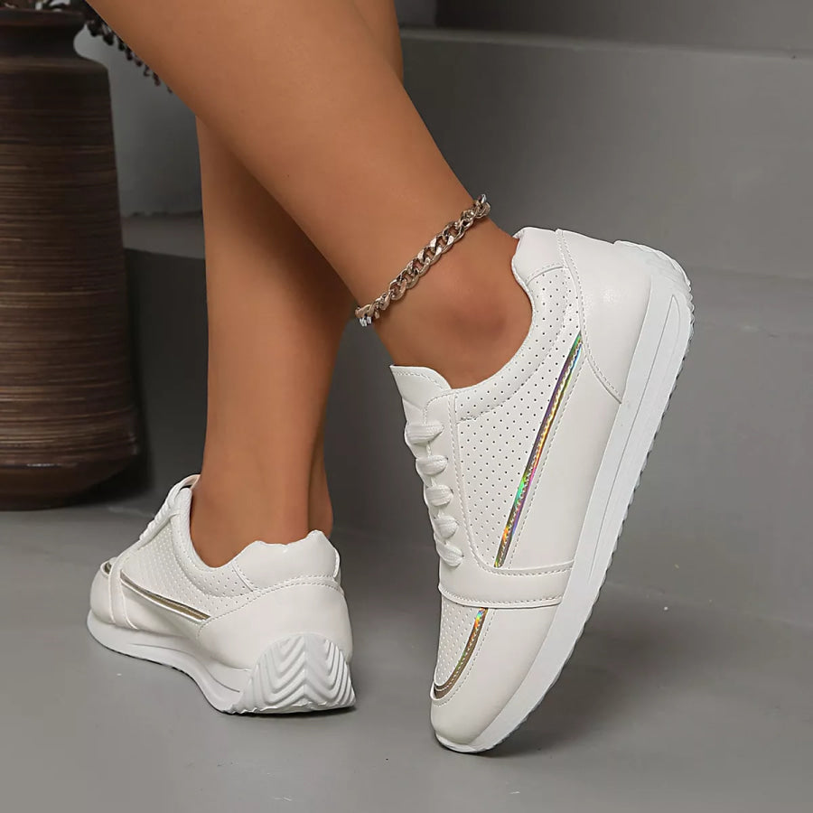 Round Toe Lace Up Sneakers Apparel and Accessories