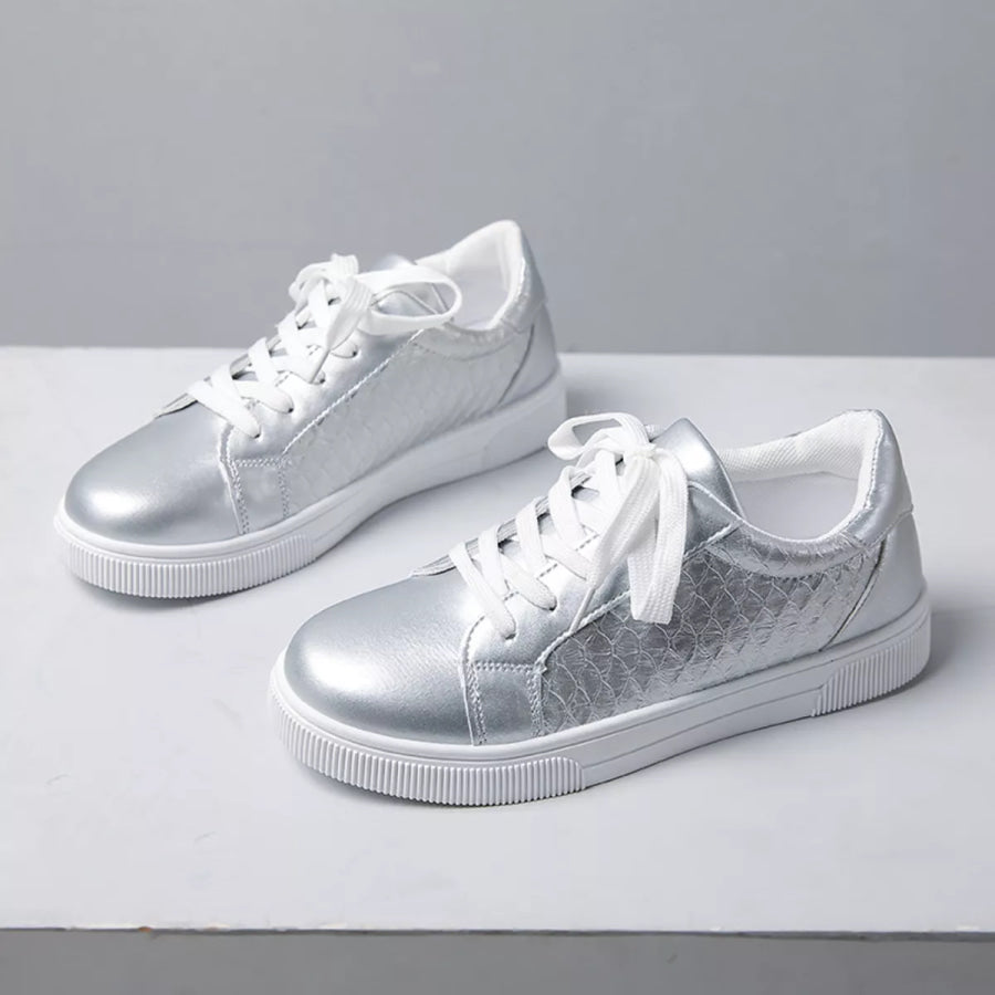 Round Toe Lace Up Sneakers Apparel and Accessories