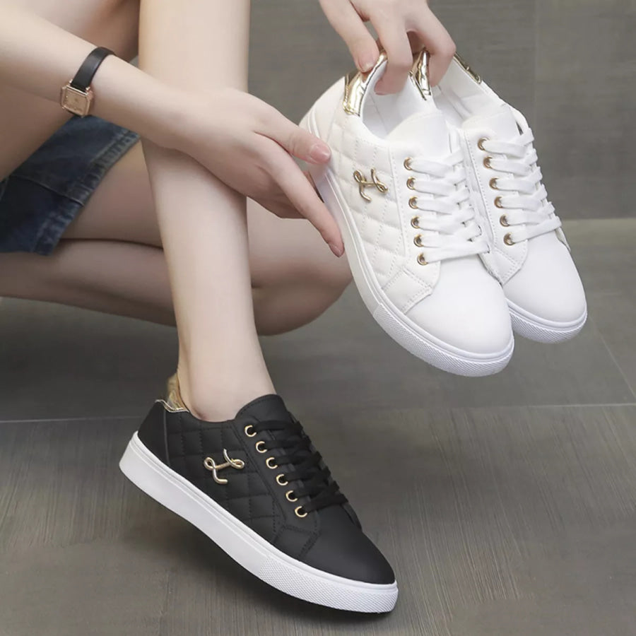 Round Toe Lace Up Sneakers Apparel and Accessories