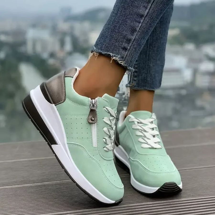 Round Toe Lace Up Sneakers Apparel and Accessories