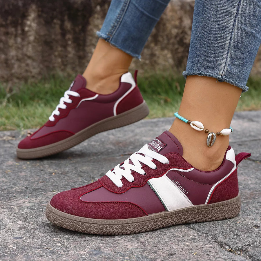 Round Toe Lace Up Sneakers Apparel and Accessories