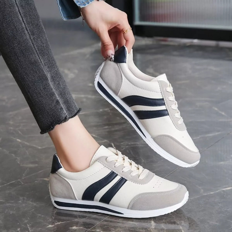 Round Toe Lace Up Sneakers Apparel and Accessories