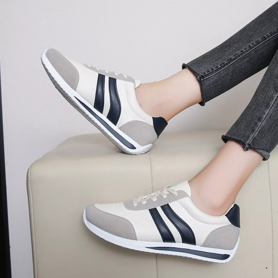 Round Toe Lace Up Sneakers Apparel and Accessories