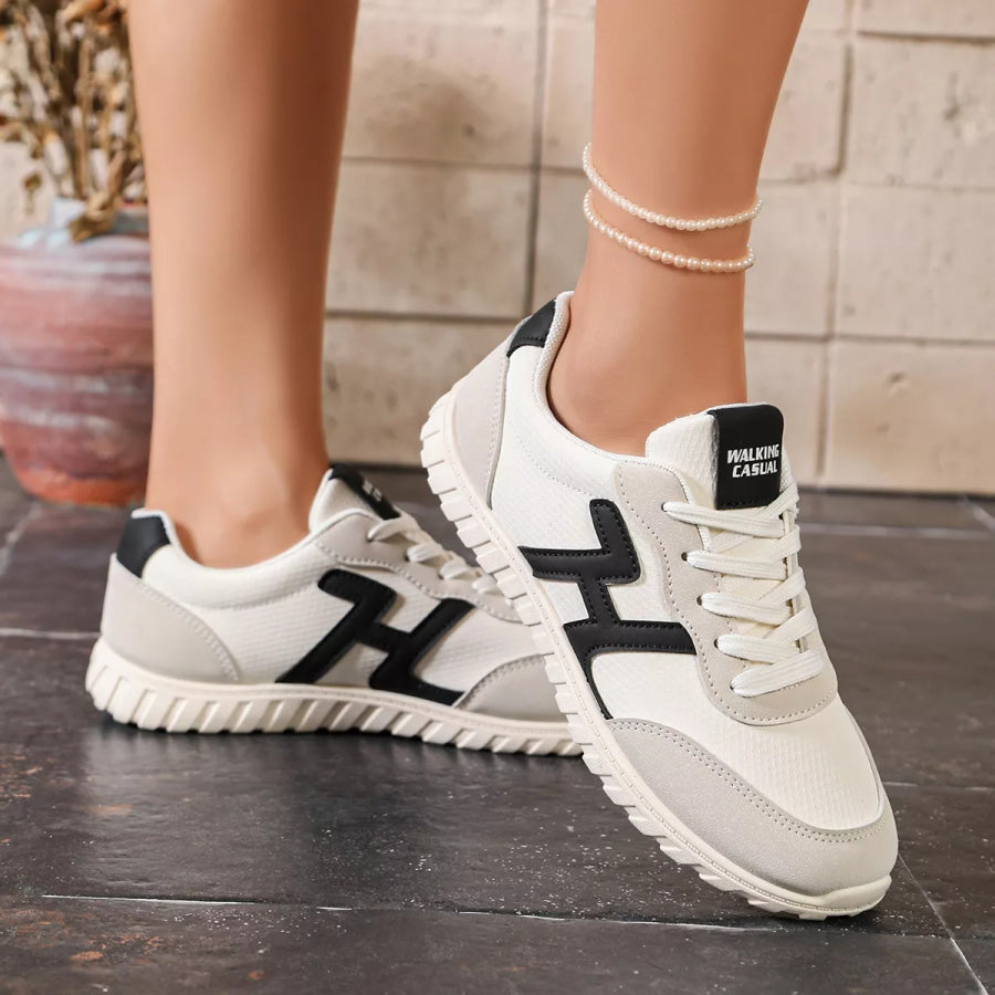 Round Toe Lace Up Sneakers Apparel and Accessories