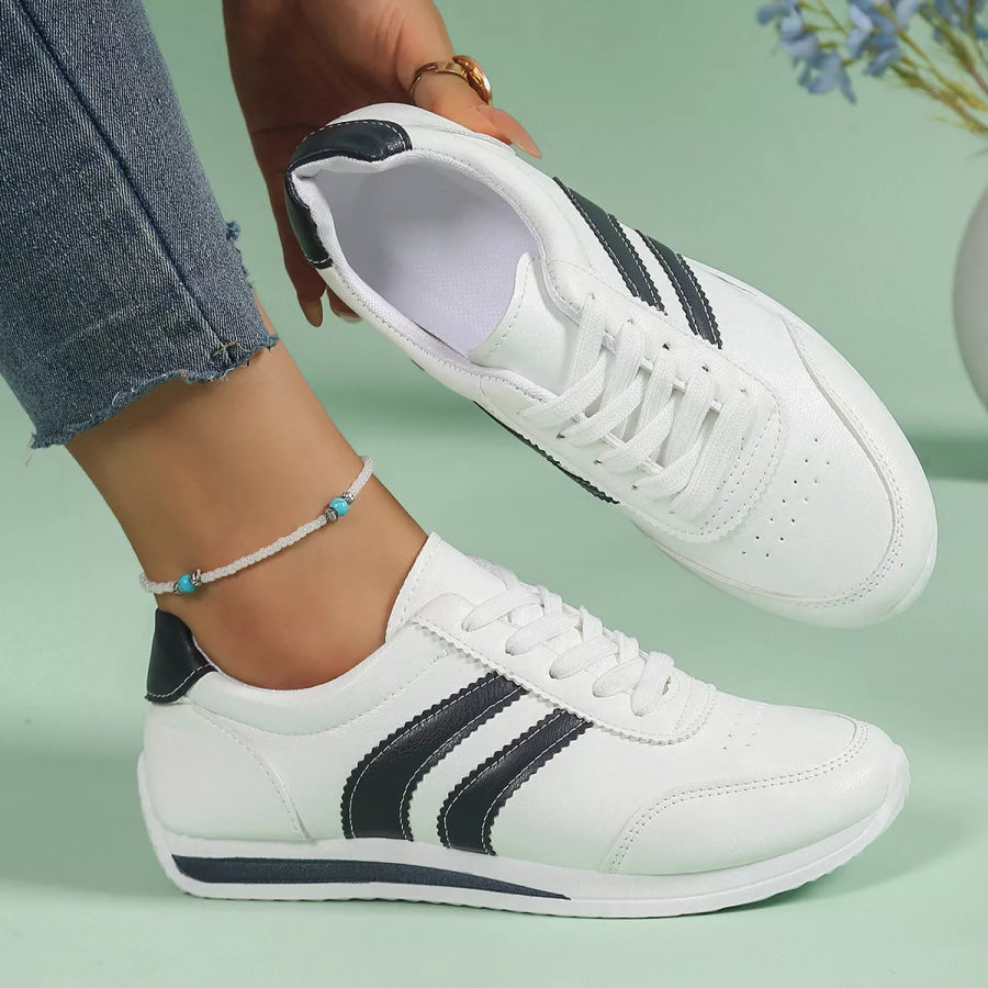 Round Toe Lace Up Sneakers Apparel and Accessories