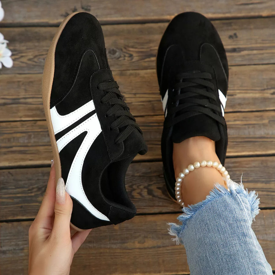Round Toe Lace Up Sneakers Apparel and Accessories