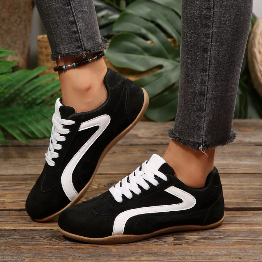 Round Toe Lace Up Sneakers Apparel and Accessories