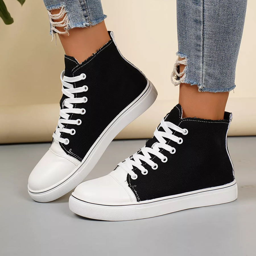 Round Toe Lace Up Sneakers Apparel and Accessories