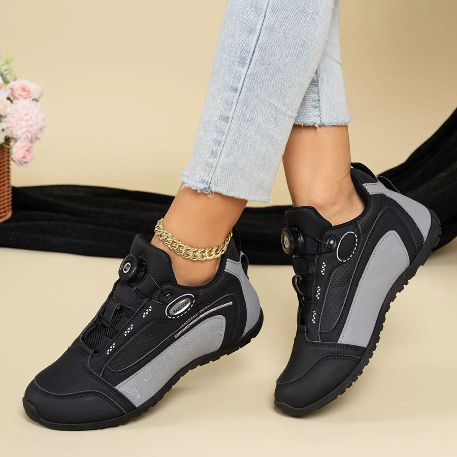Round Toe Lace Up Sneakers Black / 38 Apparel and Accessories