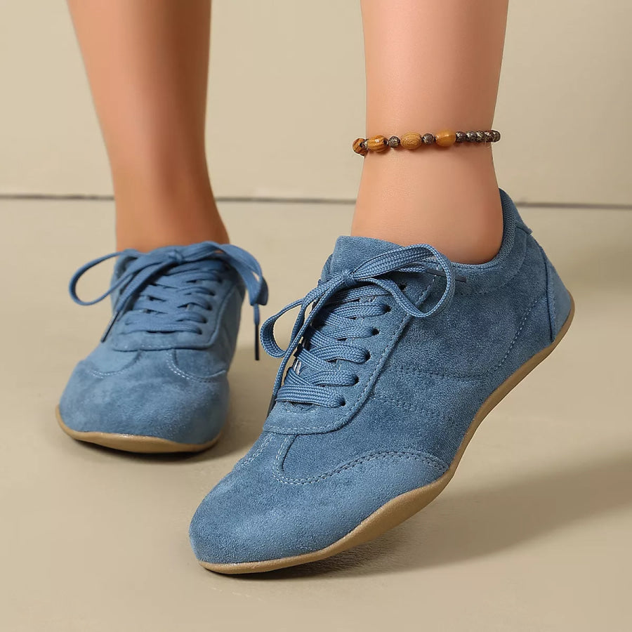 Round Toe Lace Up Sneakers Apparel and Accessories