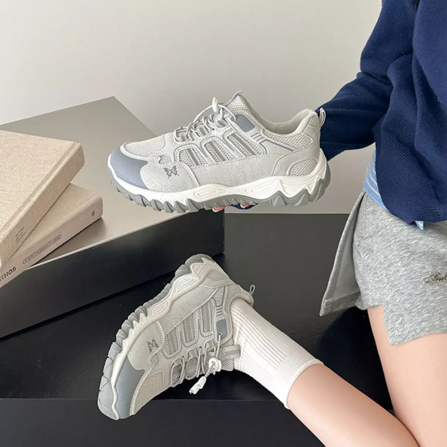 Round Toe Lace Up Sneakers Apparel and Accessories