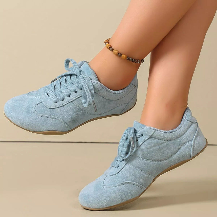 Round Toe Lace Up Sneakers Sky Blue / 36 Apparel and Accessories