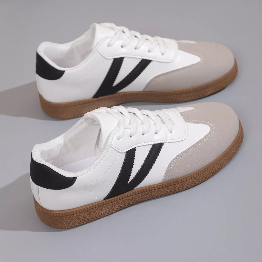 Round Toe Lace Up Sneakers White / 36 Apparel and Accessories