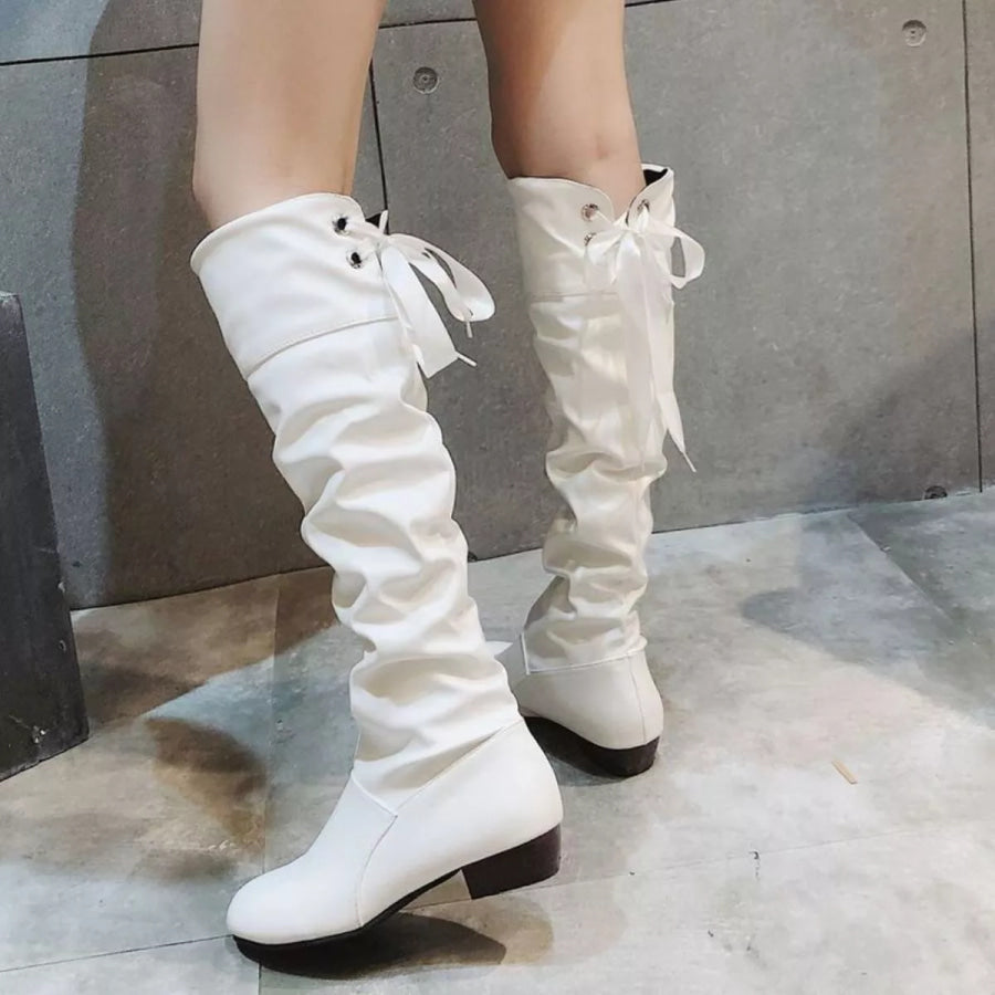 Round Toe Low Heel Boots Apparel and Accessories