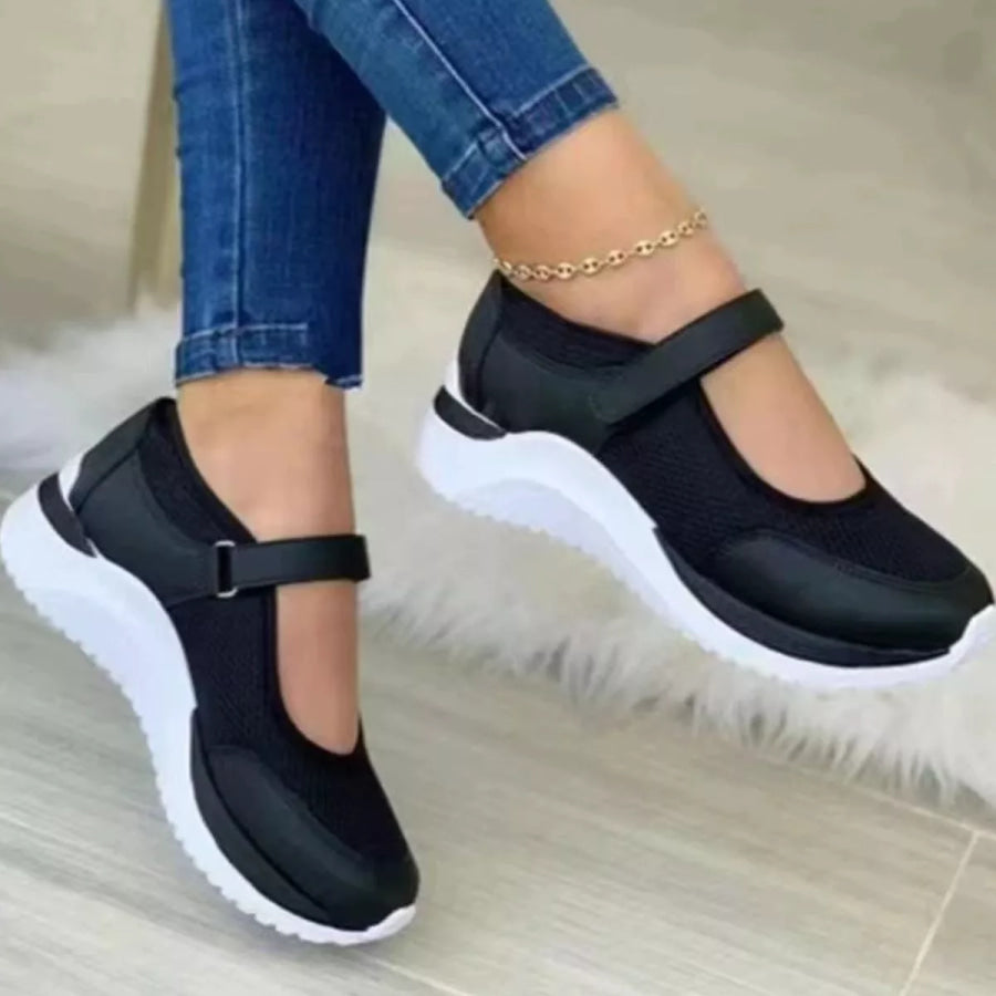 Round Toe Mesh Slip-Ons Black / 35 Apparel and Accessories