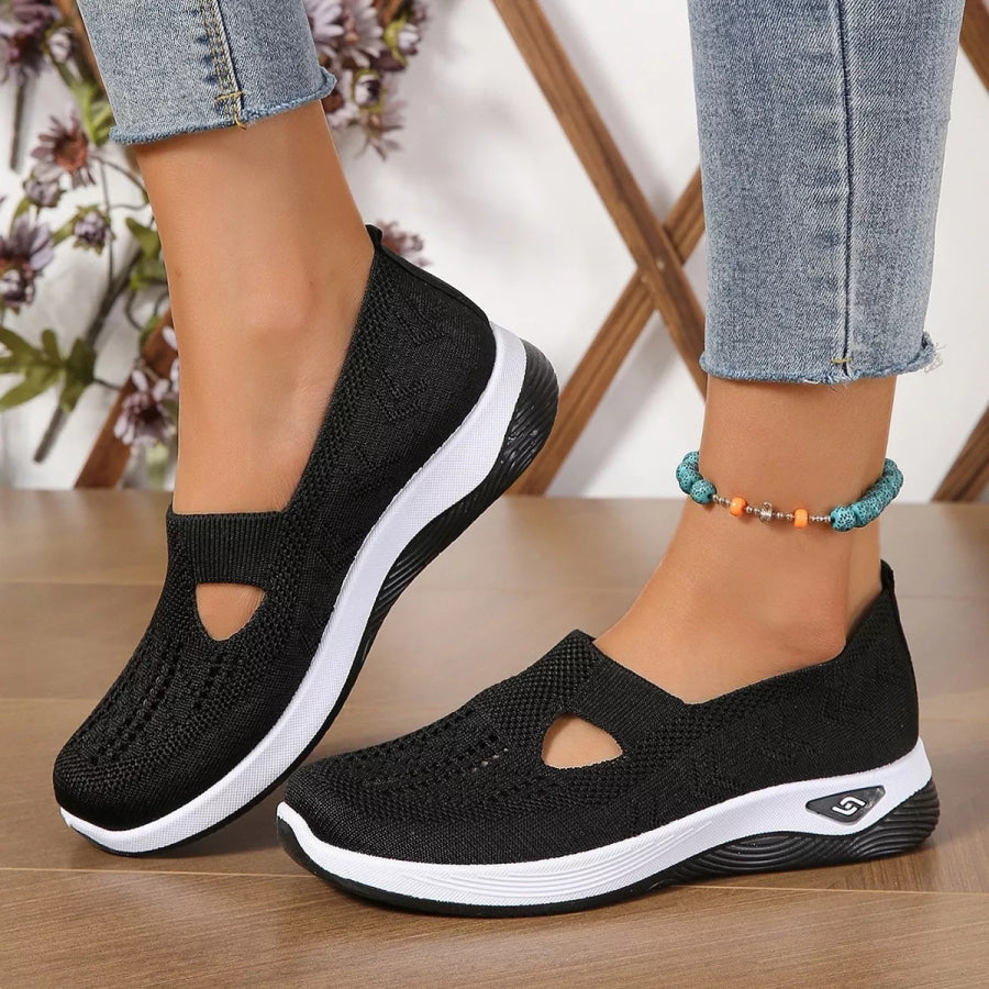 Round Toe Mesh Slip-Ons Black / 36 Apparel and Accessories