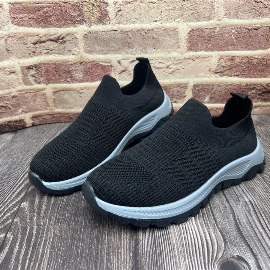Round Toe Mesh Slip-Ons Black / 36 Apparel and Accessories